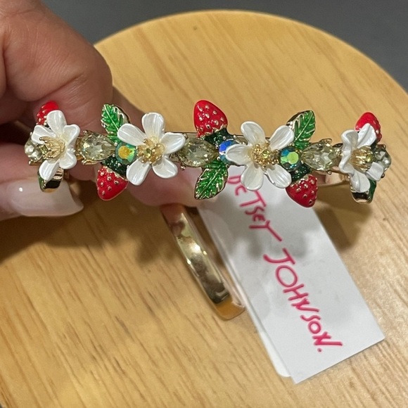 Betsey Johnson Jewelry - Betsey Johnson Strawberry with Flower Cuff Bracelet